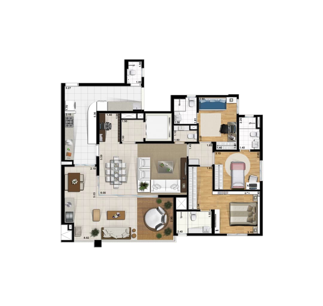3 Suítes Home Office
