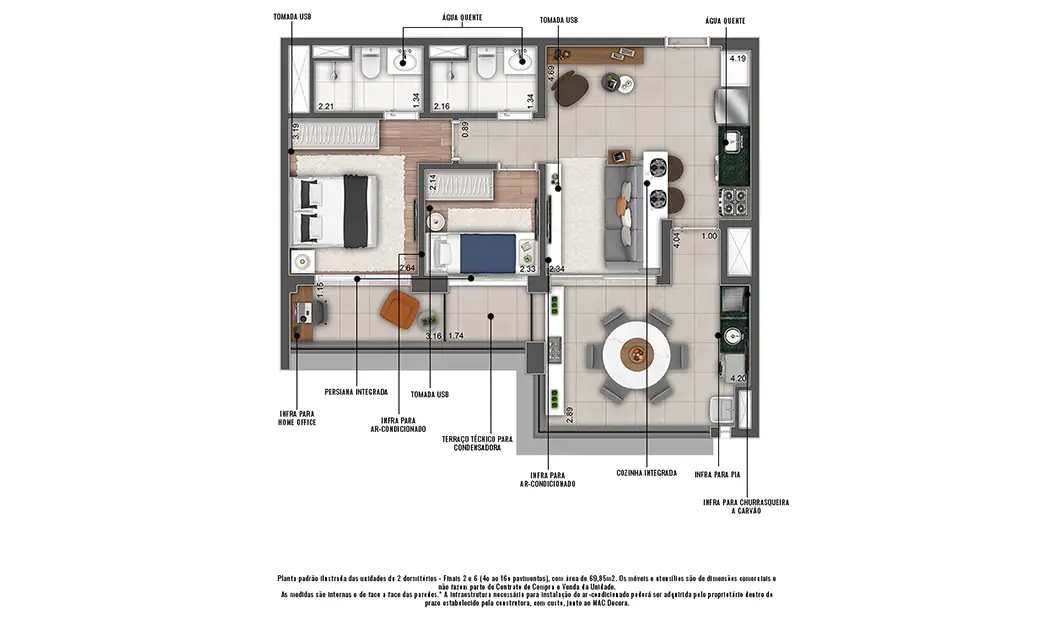 2 Dorms. (1 Suíte)