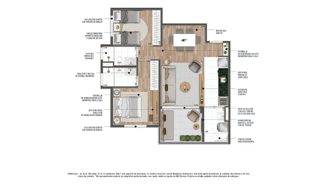 2 Dorms (1 Suíte)