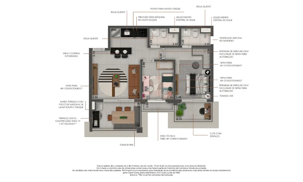 2 Dorms. (1 Suíte)