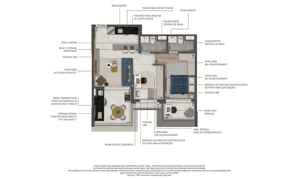 2 Dorms. (1 Suíte)