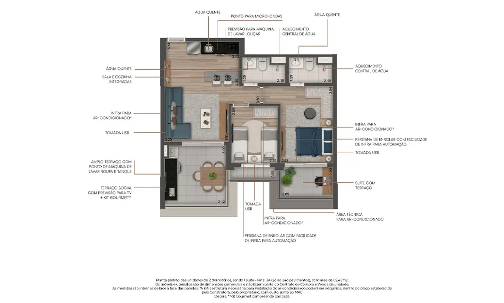 2 Dorms. (1 Suíte)